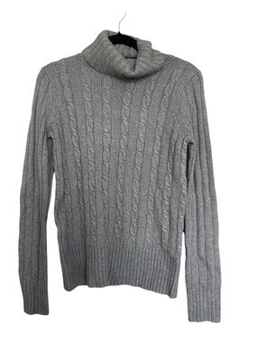 J. Crew Gray Cable-Knit Turtleneck Sweater